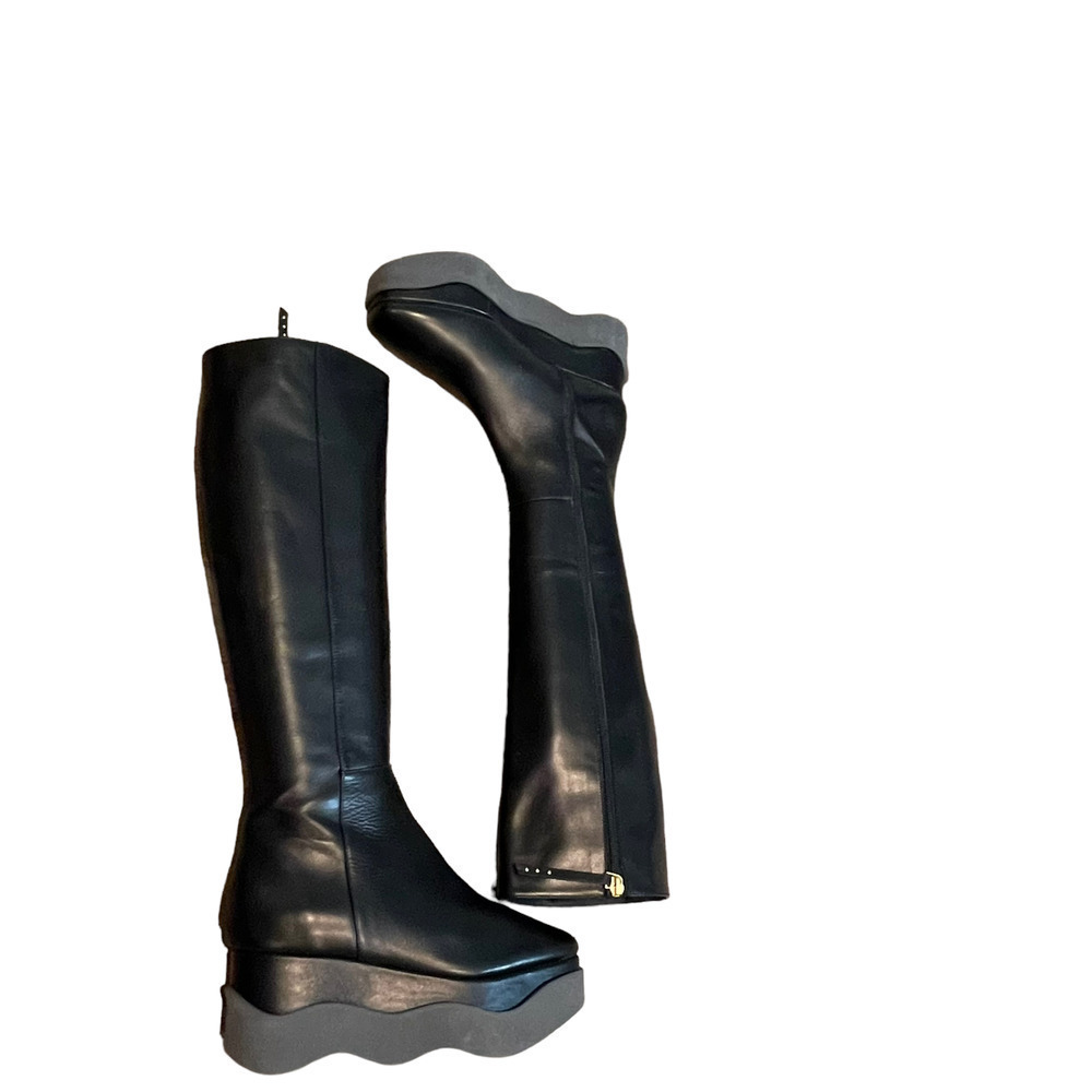Paloma Barcelo Black Tall Leather Platfrom Boots Women's Size 35 NWOB - Picture 5 of 10